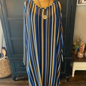 Eloquii Multicolor Boho Striped Mesh Knit Dress Size 24 Colorful Long Sleeves